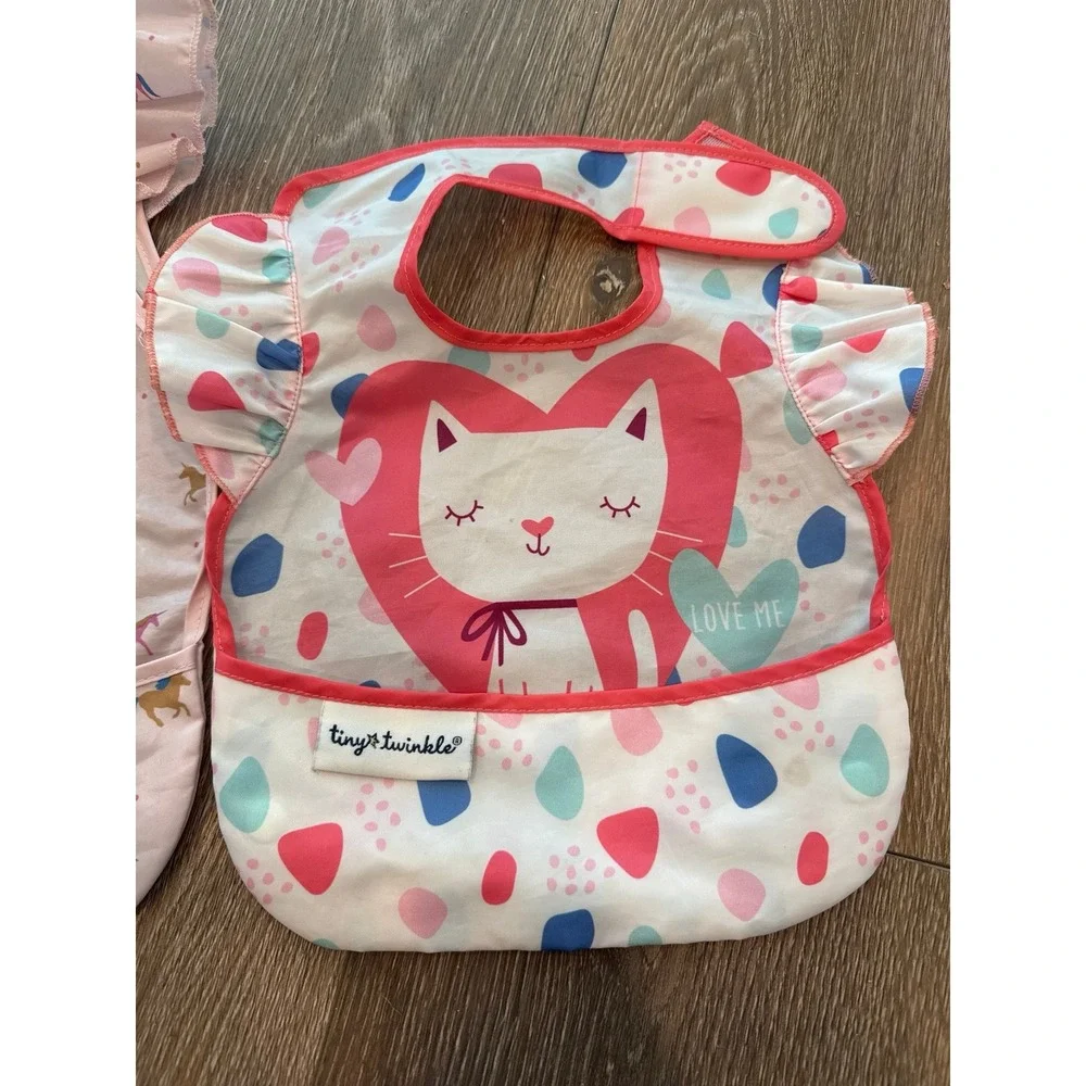 Tiny Twinkle bibs apron food‎ catcher girl kitty unicorn